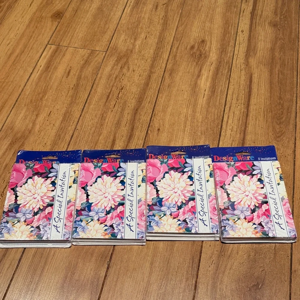 New Vintage 90’s Floral 'A Special Invitation' Invitation Cards. 4 packs of 8.